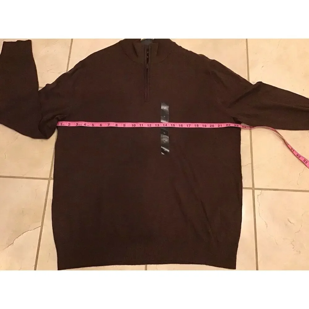Banana Republic NWT Premium 1/4 Zip Sweater Men XL Brown Cotton Silk Cashmere Bl